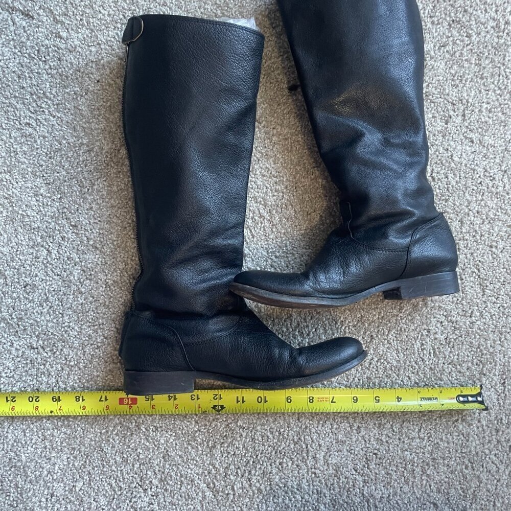 FRYE Melissa Button Back Black Leather Riding Boots - Picture 3 of 11